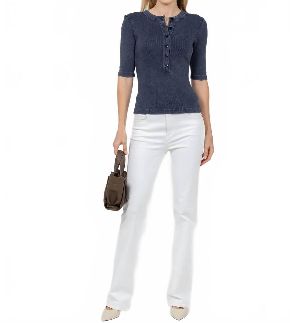 NEW CITIZENS OF HUMANITY nali short sleeve henley tee in mineral navy